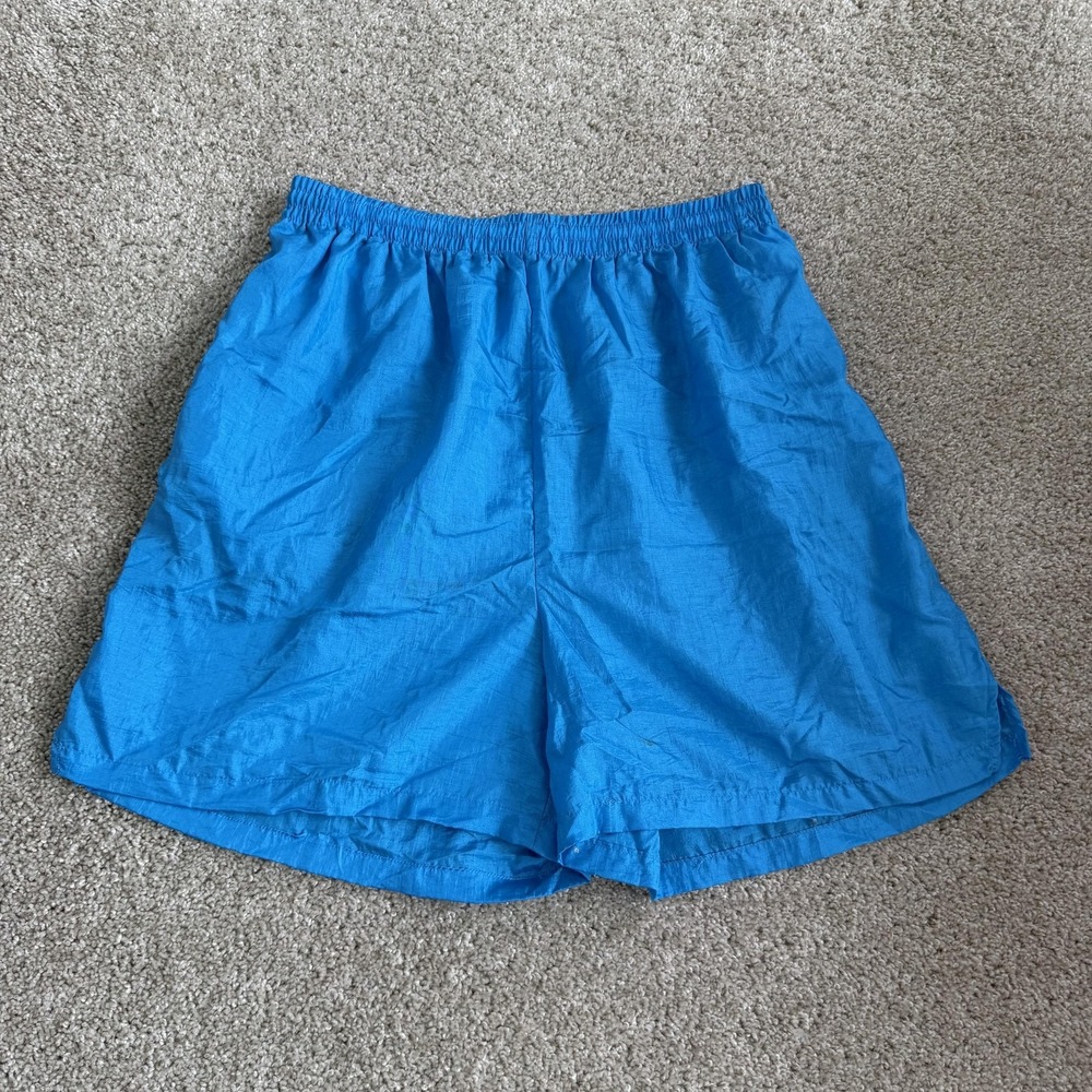 Vintage Bike Shorts Mens XL Blue Nylon Running Gym Training Elastic Waist Dry